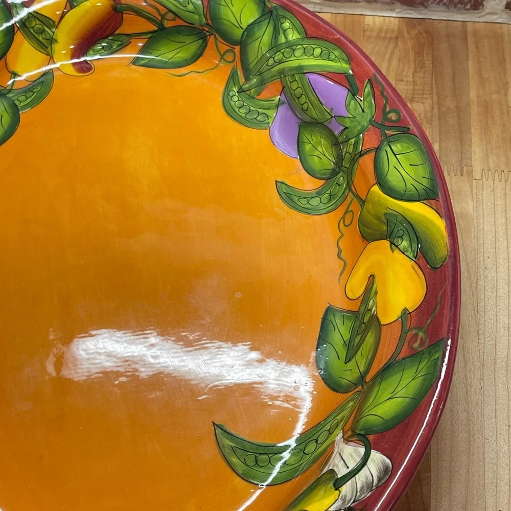 Peas in a Pod By Laurie Gates Ware Oval Serving Platter Red 19 Inches